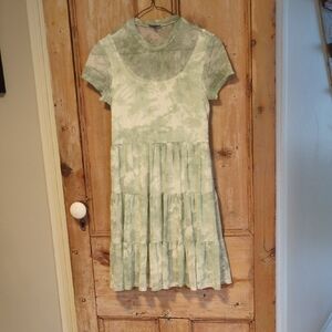 Lily Rose Pale Green Tie-Dye Mesh Top